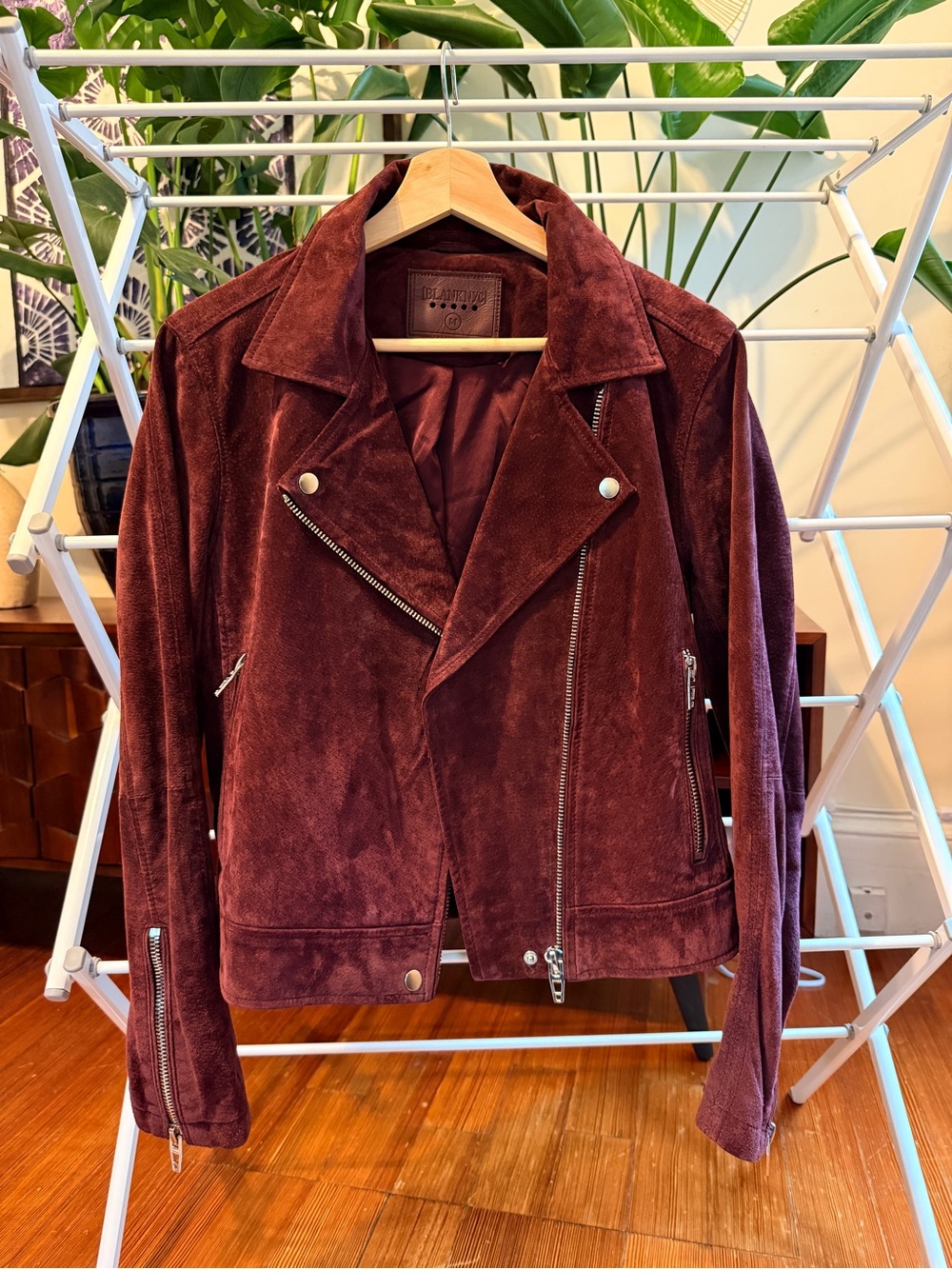 Blank NYC Genuine Suede Burgundy Moto Jacket